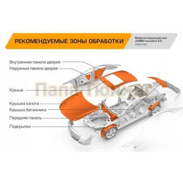 Вибропоглощающий лист JUMBO acoustics 2.0 (размеры 2 х 500 х 700 мм, упаковка 10 шт.) материал фольга