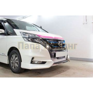 Защита радиатора Папа Тюнинг Nissan Serena 2016-2019 chrome низ
