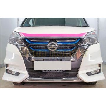 Защита радиатора Папа Тюнинг Nissan Serena 2016-2019 black низ