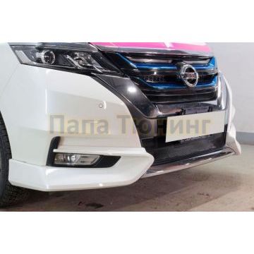 Защита радиатора Папа Тюнинг Nissan Serena 2016-2019 black низ