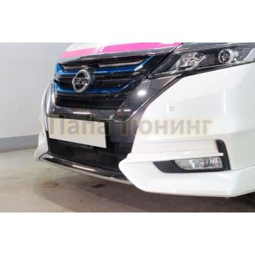 Защита радиатора Папа Тюнинг Nissan Serena 2016-2019 black низ