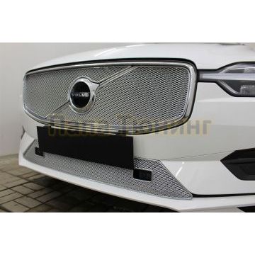 Защита радиатора Папа Тюнинг Volvo XC60 2017- chrome низ с парктроником PREMIUM (R-Design)