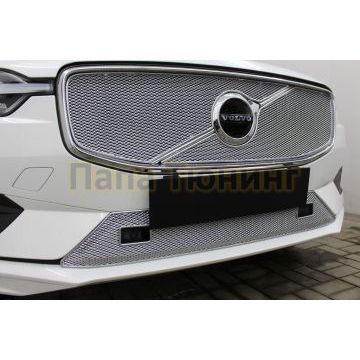Защита радиатора Папа Тюнинг Volvo XC60 2017- chrome низ с парктроником PREMIUM (R-Design)