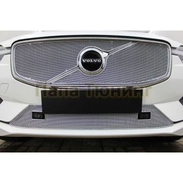 Защита радиатора Папа Тюнинг Volvo XC60 2017- chrome низ с парктроником PREMIUM (R-Design)