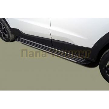 Пороги алюминиевые "Slim Line Silver" 1720 мм ТСС для JAC JS4 2022-