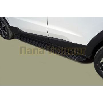 Пороги алюминиевые "Slim Line Black" 1720 мм ТСС для JAC JS4 2022-