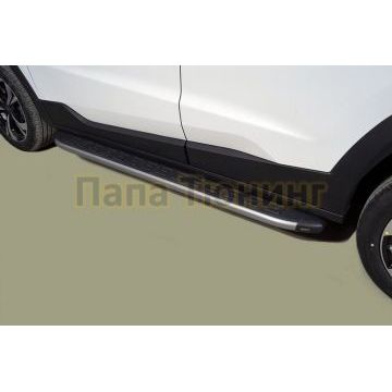 Пороги алюминиевые с пластиковой накладкой (карбон серебро) 1720 мм ТСС для JAC JS4 2022-
