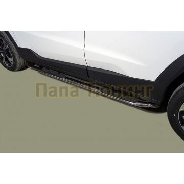 Пороги овальные гнутые с накладкой 75х42 мм ТСС для JAC JS4 2022-