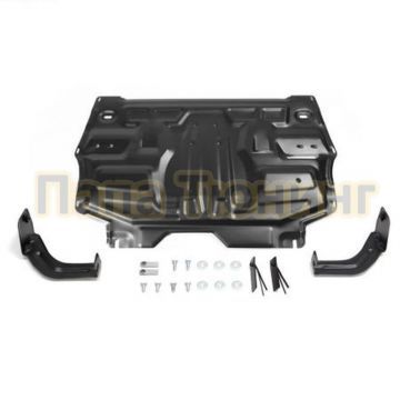 Защита картера + КПП + комплект крепежа Rival Цинк для SEAT Ibiza 2008-2015 /Skoda Fabia 2007-2014 /Skoda Fabia RS 2010-2014/Skoda Rapid 2013-/Skoda Roomster 2006-2015 /Volkswagen Polo 2005-