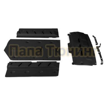 Комплект защит + комплект крепежа Rival алюминий 4 мм Rolls-Royce Cullinan 2018- V-6.7; Черный Комплект защит + комплект крепежа Rival алюминий 4 мм Rolls-Royce Cullinan 2018- V-6.7; Черный