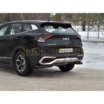 Защита заднего бампера уголки d57 секции black (NOT STYLE AND X-LINE)  РусСталь для Kia Sportage 5 2021-