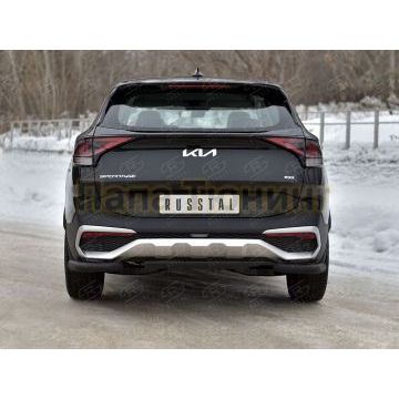 Защита заднего бампера уголки d57 секции black (NOT STYLE AND X-LINE)  РусСталь для Kia Sportage 5 2021-