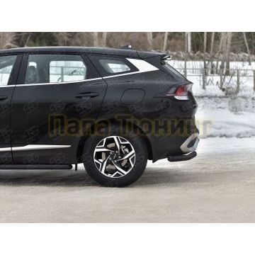 Защита заднего бампера уголки d57 секции black (NOT STYLE AND X-LINE)  РусСталь для Kia Sportage 5 2021-