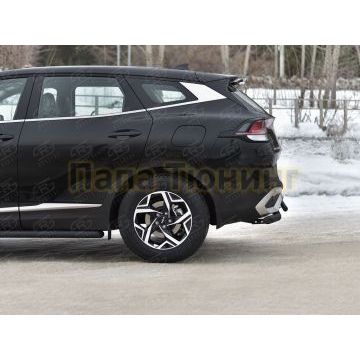 Защита заднего бампера d57 секции-d42дугаblack (NOT STYLE AND X-LINE)  РусСталь для Kia Sportage 5 2021-