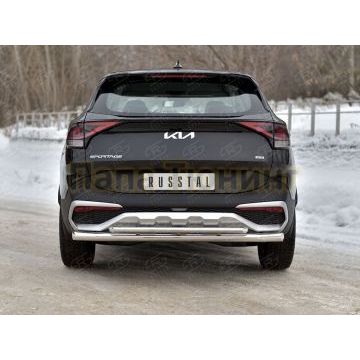 Защита заднего бампера d57 секции-d42 дуга (NOT STYLE AND X-LINE)  РусСталь для Kia Sportage 5 2021-