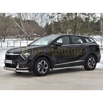 Защита переднего бампера d57 секции-d57 уголки+клыки (NOT STYLE AND X-LINE)  РусСталь для Kia Sportage 5 2021-