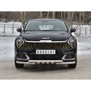 Защита переднего бампера d57 секции-d57 уголки+клыки (NOT STYLE AND X-LINE)  РусСталь для Kia Sportage 5 2021-