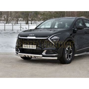 Защита переднего бампера d57 секции-d57 уголки+клыки (NOT STYLE AND X-LINE)  РусСталь для Kia Sportage 5 2021-