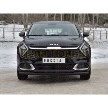Защита переднего бампера d57 секции-d42 дуга black (NOT STYLE AND X-LINE)  РусСталь для Kia Sportage 5 2021-