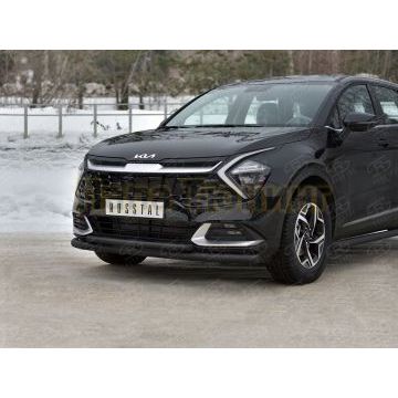 Защита переднего бампера d57 секции-d42 дуга black (NOT STYLE AND X-LINE)  РусСталь для Kia Sportage 5 2021-