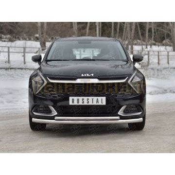 Защита переднего бампера d57 секции-d42 дуга (NOT STYLE AND X-LINE)  РусСталь для Kia Sportage 5 2021-