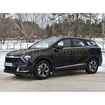 Защита переднего бампера d57 секции black (NOT STYLE AND X-LINE)  РусСталь для Kia Sportage 5 2021-