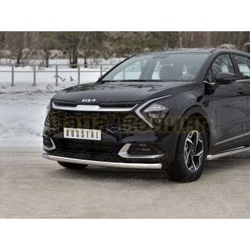 Защита переднего бампера d57 секции (кроме STYLE AND X-LINE)  РусСталь для Kia Sportage 5 2021-