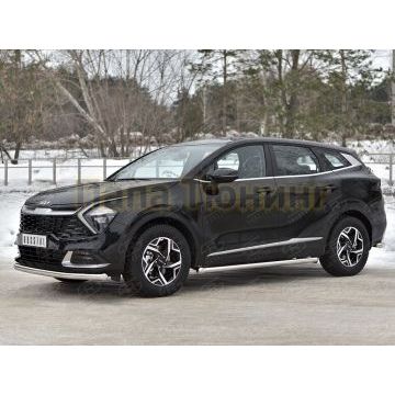 Защита переднего бампера d57 секции (кроме STYLE AND X-LINE)  РусСталь для Kia Sportage 5 2021-