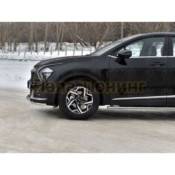 Защита переднего бампера d42 секции-d42 дуга (кроме STYLE AND X-LINE)  РусСталь для Kia Sportage 5 2021-