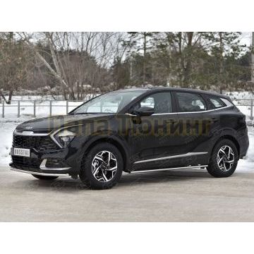 Защита переднего бампера d42 секции (кроме STYLE AND X-LINE)  РусСталь для Kia Sportage 5 2021-