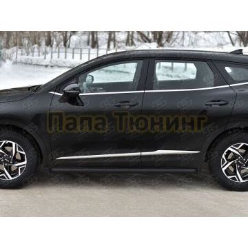 Пороги труба d57 секции (вариант 1) black (NOT STYLE AND X-LINE)  РусСталь для Kia Sportage 5 2021-
