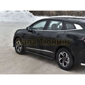 Пороги труба d57 секции (вариант 1) black (NOT STYLE AND X-LINE)  РусСталь для Kia Sportage 5 2021-