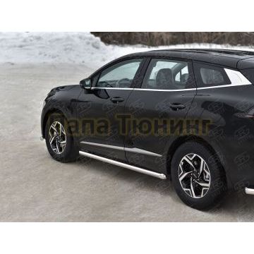 Пороги труба d57 секции (вариант 1) (NOT STYLE AND X-LINE)  РусСталь для Kia Sportage 5 2021-