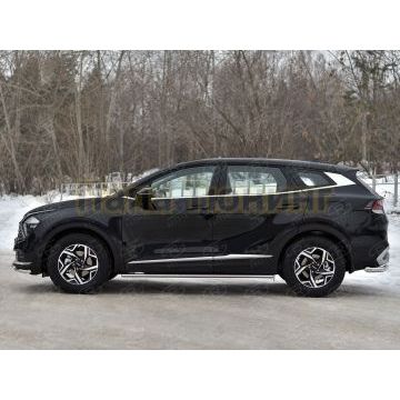 Пороги труба 75х42 овал с проступью (NOT STYLE AND X-LINE)  РусСталь для Kia Sportage 5 2021-
