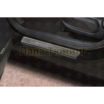 Накладки на пороги RUSSTAL (нерж., шлиф., надпись)  РусСталь для Kia Sportage 5 2021-