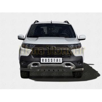 Защита переднего бампера d57 секции-d57 уголки+клыки black РусСталь для Lada Niva Travel 2021- Защита переднего бампера d57 секции-d57 уголки+клыки black РусСталь для Lada Niva Travel 2021-