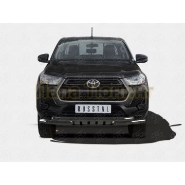 Защита переднего бампера d57 секции-d57 уголки+клыки black РусСталь для Toyota Hilux 2020- Защита переднего бампера d57 секции-d57 уголки+клыки black РусСталь для Toyota Hilux 2020-