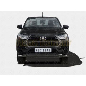 Защита переднего бампера d57 секции-d42 секции black РусСталь для Toyota Hilux 2020- Защита переднего бампера d57 секции-d42 секции black РусСталь для Toyota Hilux 2020-