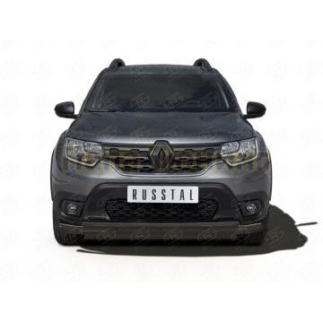 Защита переднего бампера d57 секции-d42 дуга black РусСталь для Renault Duster 2021- Защита переднего бампера d57 секции-d42 дуга black РусСталь для Renault Duster 2021-