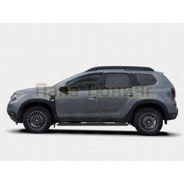 Пороги труба d76 с накладкой (вариант 1) black РусСталь для Renault Duster 2021- Пороги труба d76 с накладкой (вариант 1) black РусСталь для Renault Duster 2021-