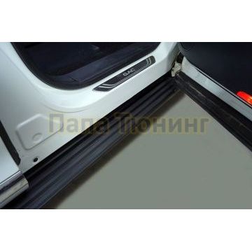 Пороги алюминиевые "Slim Line Black" 2020 мм ТСС для Gac GN8 2021-