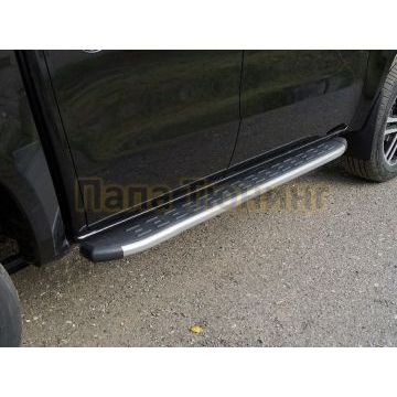 Пороги алюминиевые с пластиковой накладкой (карбон серебро) 1920 мм ТСС для Dongfeng DF6 2.3D Luxury 2022-