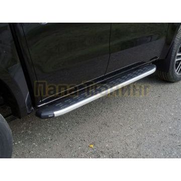 Пороги алюминиевые с пластиковой накладкой 1920 мм ТСС для Dongfeng DF6 2.3D Luxury 2022-