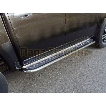 Пороги с площадкой 75х42 мм ТСС для Dongfeng DF6 2.3D Luxury 2022-