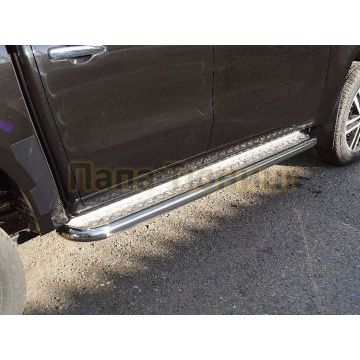 Пороги с площадкой 60,3 мм ТСС для Dongfeng DF6 2.3D Luxury 2022-