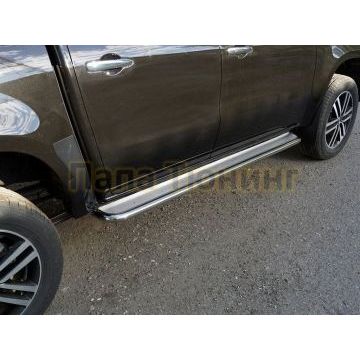 Пороги с площадкой (нерж. лист) 42,4 мм ТСС для Dongfeng DF6 2.3D Luxury 2022-