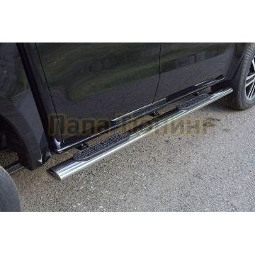 Пороги овальные с накладкой 120х60 мм ТСС для Dongfeng DF6 2.3D Luxury 2022-