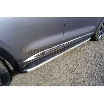 Пороги алюминиевые с пластиковой накладкой 1820 мм ТСС для Geely Monjaro 2023-