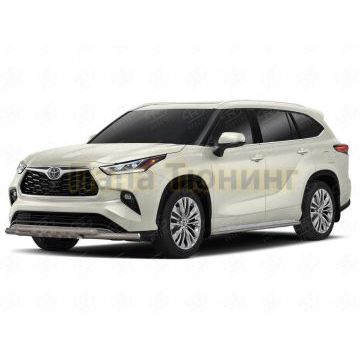 Защита переднего бампера d57 секции-d57 уголки+клыки РусСталь для Toyota Highlander 2020- Защита переднего бампера d57 секции-d57 уголки+клыки РусСталь для Toyota Highlander 2020-