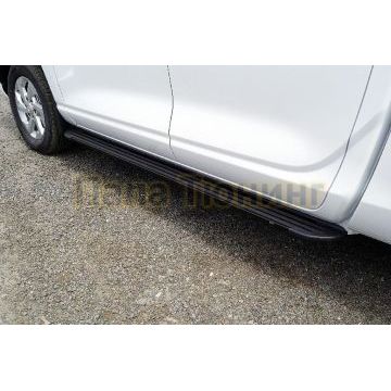 Пороги алюминиевые "Slim Line Black" 2020 мм ТСС для Great Wall POER KINGKONG 2023-